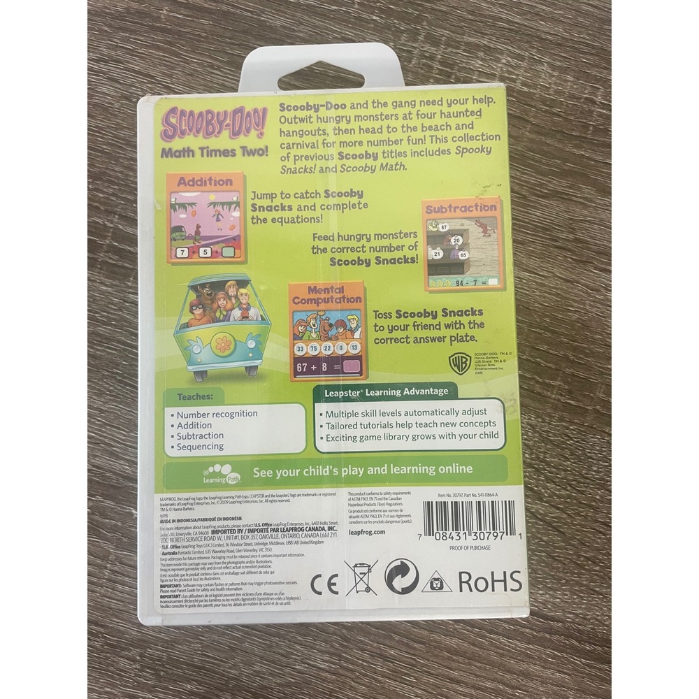 LeapFrog Leapster Scooby-Doo Math Times Two Game New Sealed 2009 K-2nd Grade - Picture 4 of 7